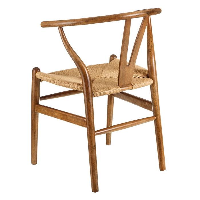Ixia Silla de Salón de Madera de Olmo Marrón con Asiento de Ratán