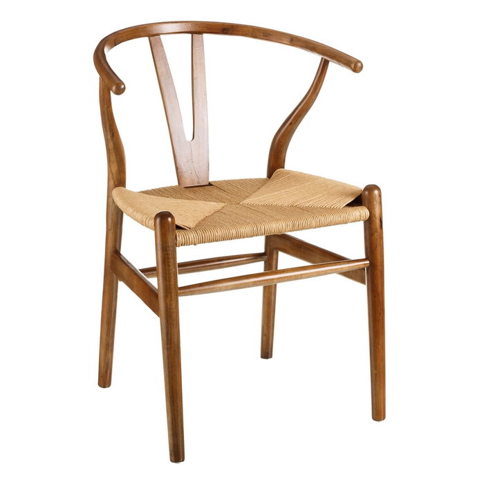 Ixia Silla de Salón de Madera de Olmo Marrón con Asiento de Ratán