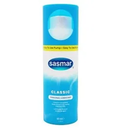 Sasmar Lubricante Classic Pump 60Ml. Lubricante premium a base de agua, suave como la seda, que mejora el placer y la intimidad. Larga duración y calmante.