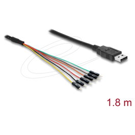 DeLOCK 63986 Convertidor USB 2.0 Tipo-A a UART TTL (5 V) con 6 pines y 1,8 m