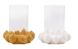 DKD Home Decor Portavelas de Cerámica y Cristal Surtido Amarillo y Blanco