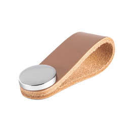 Viefe Tirador Colgante Piel Modelo Flexa 22X70 Acabado Beige - Cromo Dist. Agujero Colgante 22X70