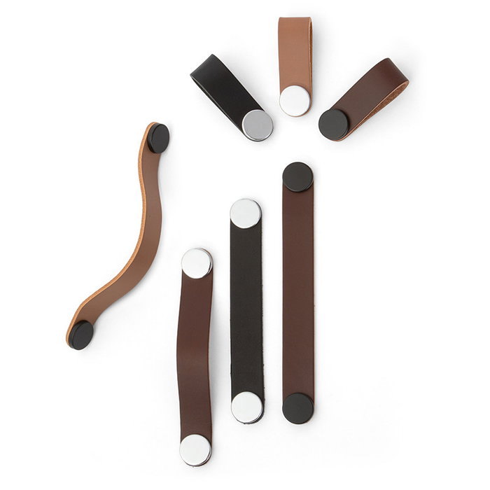 Viefe Tirador Colgante Piel Modelo Flexa 22X70 Acabado Beige - Cromo Dist. Agujero Colgante 22X70