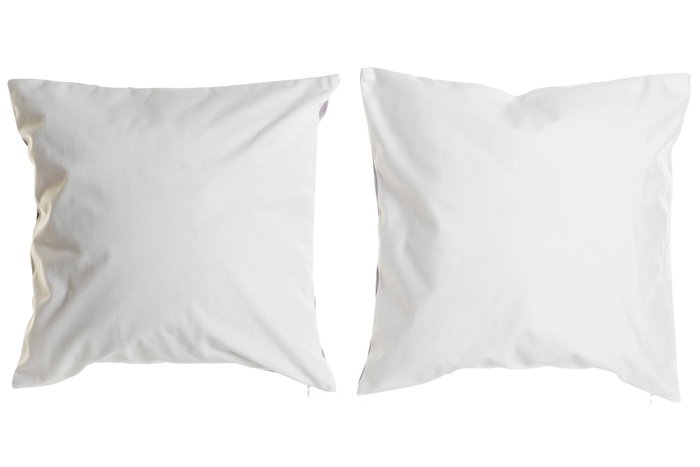 DKD Home Decor Funda Cojin Navidad Alpina Gris Blanco 45x45cm Cremallera Poliester 4 Unidades