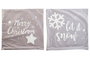 DKD Home Decor Funda Cojin Navidad Alpina Gris Blanco 45x45cm Cremallera Poliester 4 Unidades