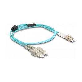 DeLOCK Cable de fibra óptica Multimodo OM3 LC Duplex a SC Duplex con cobertura metálica, 1 m