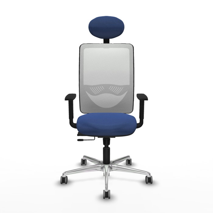 PIQUERAS Y CRESPO Silla de oficina Zulema con mecanismo Sincro/Traslack Azul marino y Blanco