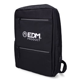 Edm Mochila de Oficina Negra para Portátil con Conexión USB 32x42x12cm