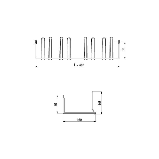 HERRAJES ALK Zapatero Extensible Largo 418 Hierro Acabado Gris RAL 9006
