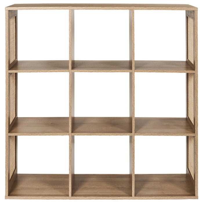 Home Deco Factory Estantería Bali 9 Compartimentos Madera y Ratán 99,6x32x99 cm