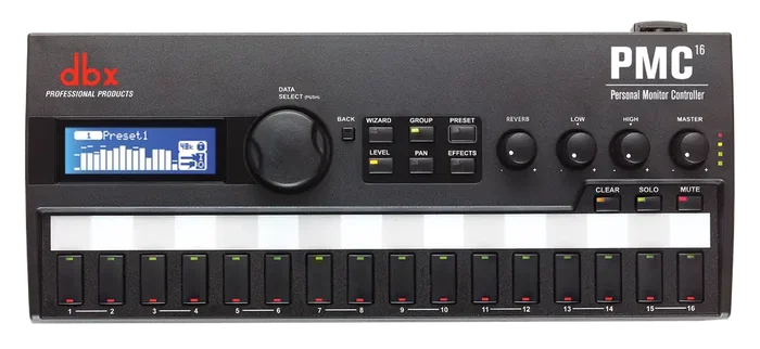 DBX PMC16 Controlador de Monitor Personal de 16 Canales con Mezclador y Lexicon Reverb