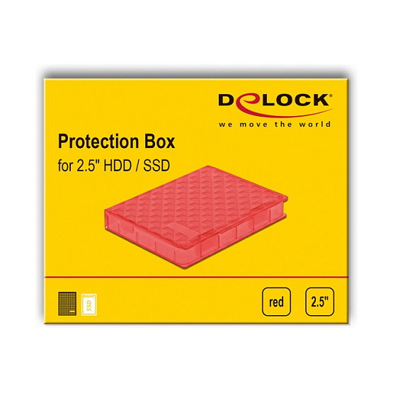 DeLOCK Caja de protección para 2.5'' HDD/SSD Rojo 18370