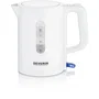 SEVERIN WK3462 Hervidor Eléctrico de Viaje 0,5L, 1100W, Libre de BPA, 2 Tazas + 2 Cucharas, Blanco