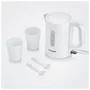 Severin WK3462 Hervidor de viaje 0,5 L Blanco, libre de BPA con 2 tazas y 2 cucharas