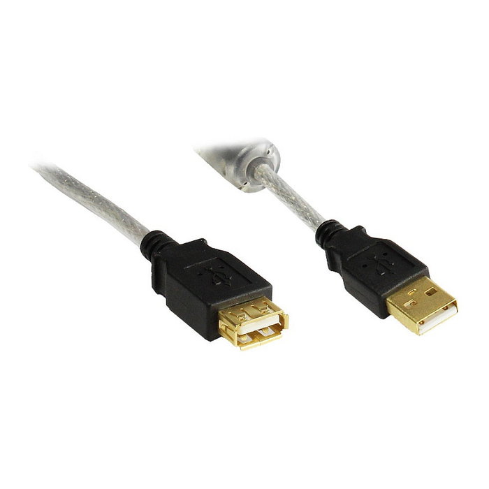 GoodConnections Cable de extensión USB 2.0 de 1,8 m, USB A macho a hembra, Negro/Transparente GoodConnections Cable de extensión USB 2.0 de 1,8 m, USB A macho a hembra, Negro/Transparente