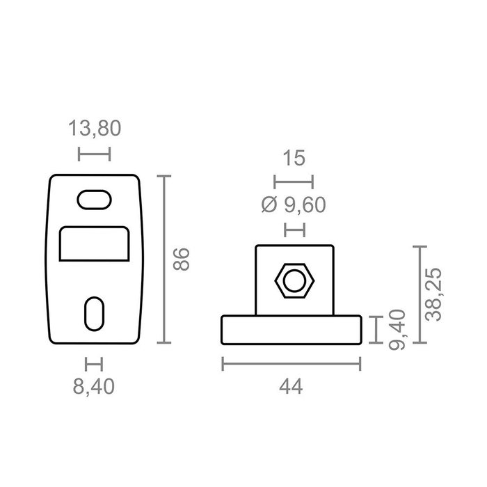 Micel TLD02 92543 Juego de Soporte Pared Toldo Aluminio Blanco 44x38,25x86mm