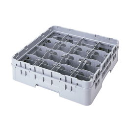 CAMBRO - 16C414-151 - Cesta de lavado para tazas con 16 comp. de 11,1 x 11,1 cm. Alt. Máx 7,7 cm - 50 x 50 x 14,3 cm - Gris claro