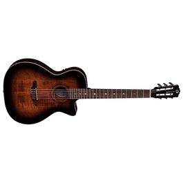 Luna Art Vintage Nylon Solid Top A/E Guitarra Acústica-Eléctrica Cuerdas de Nylon Acabado Distressed