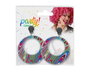 Pendientes Hippie Mujer Adulto Multicolor Redondos Abstractos para Fiestas Temáticas y Disfraces