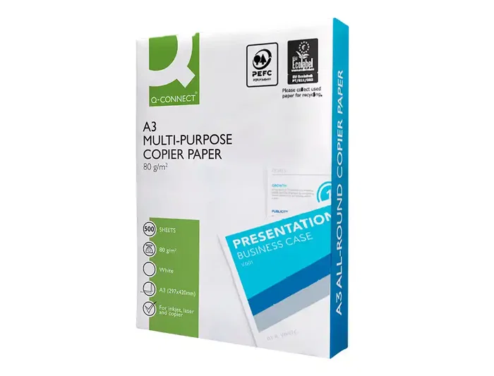 Q-connect copy Papel Fotocopiadora Economy Din A3 80 Gramos Paquete 500 Hojas Certificado PEFC