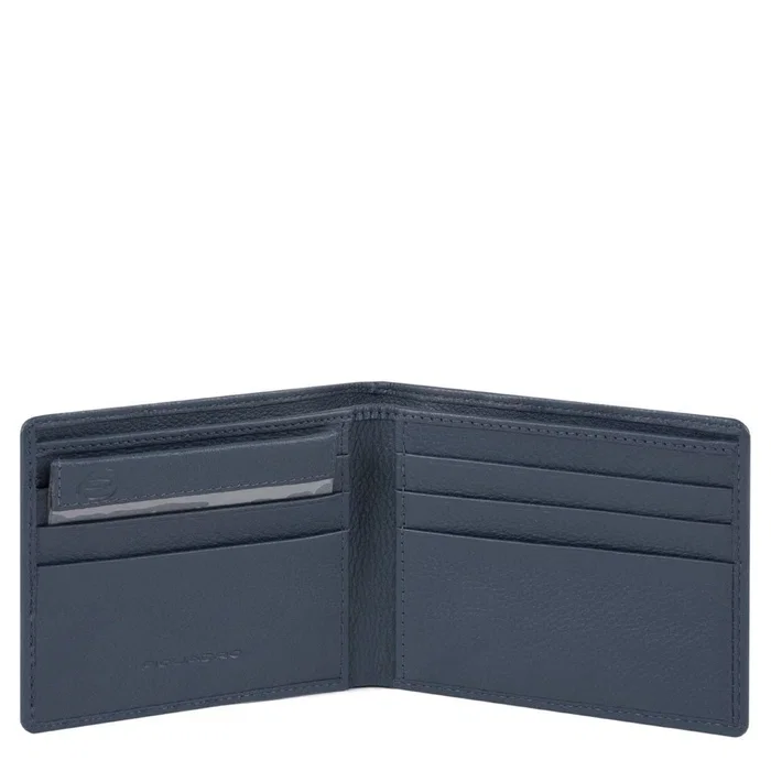 Piquadro Akron Cartera de cuero Azul con portadocumentos desmontable
