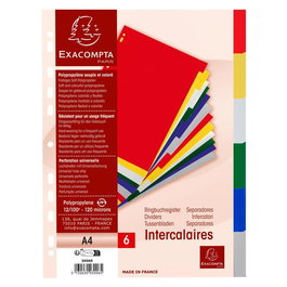 Separadores Exacompta Pp Flexible Opaco A4 6 Pestañas 11 Taladros