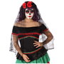 Atosa Diadema para Catrina con Rosas Rojas, Velo Negro y Telaraña