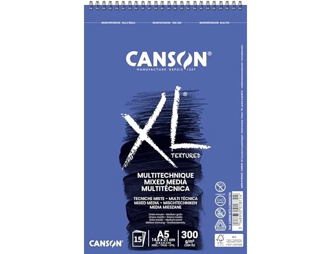Canson Bloc de Dibujo XL Mix Media Grano Medio A5 300g 15 Hojas