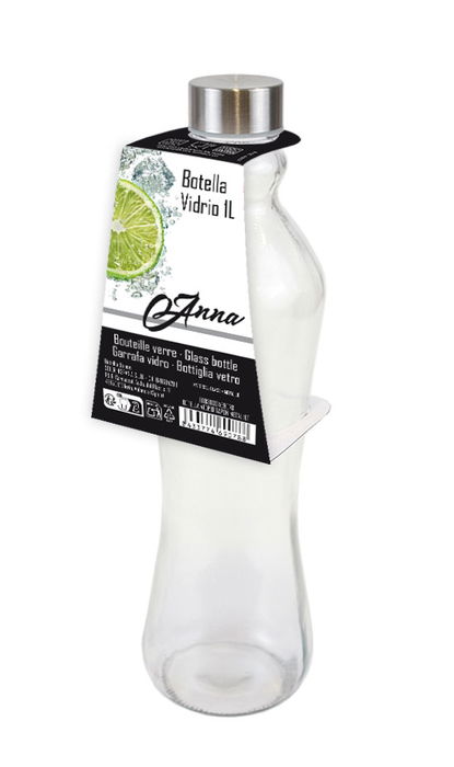 Anna Botella de Vidrio con Tapón de Metal 1 Litro 9 x 31.5 cm (12 Unidades)