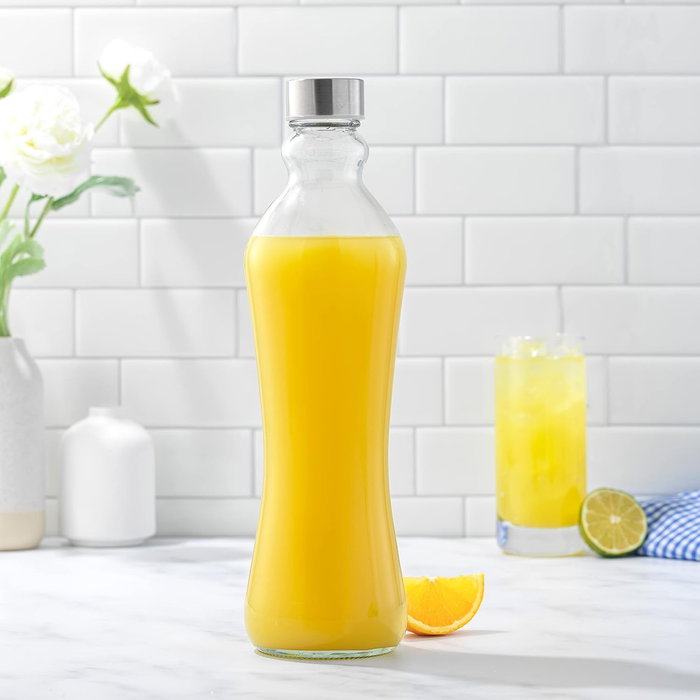 Anna Botella de Vidrio con Tapón de Metal 1 Litro 9 x 31.5 cm (12 Unidades)