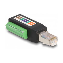 DeLOCK Adaptador Terminal RJ45 Cat.5e Macho Angulado 90° Negro/Verde para Conexión a Bloque de Terminales