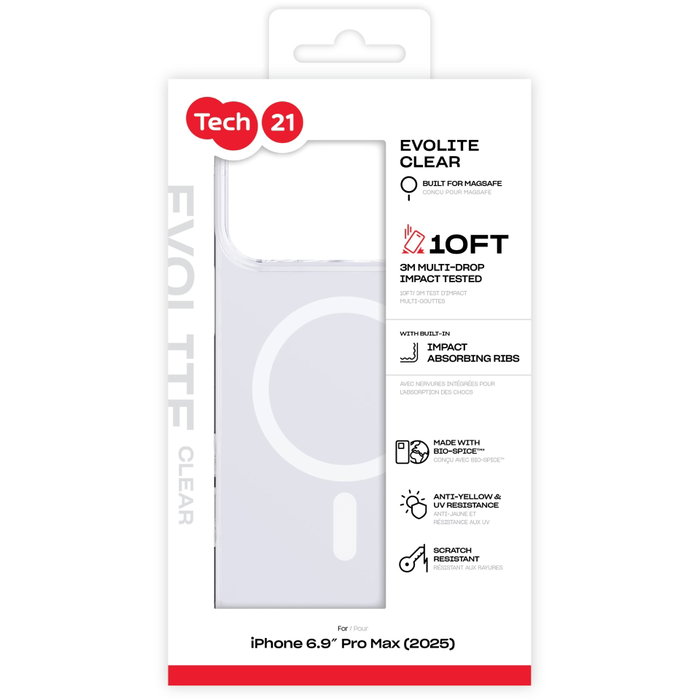 Tech21 EvoLite Case MagSafe para iPhone 17 Pro Max Clear