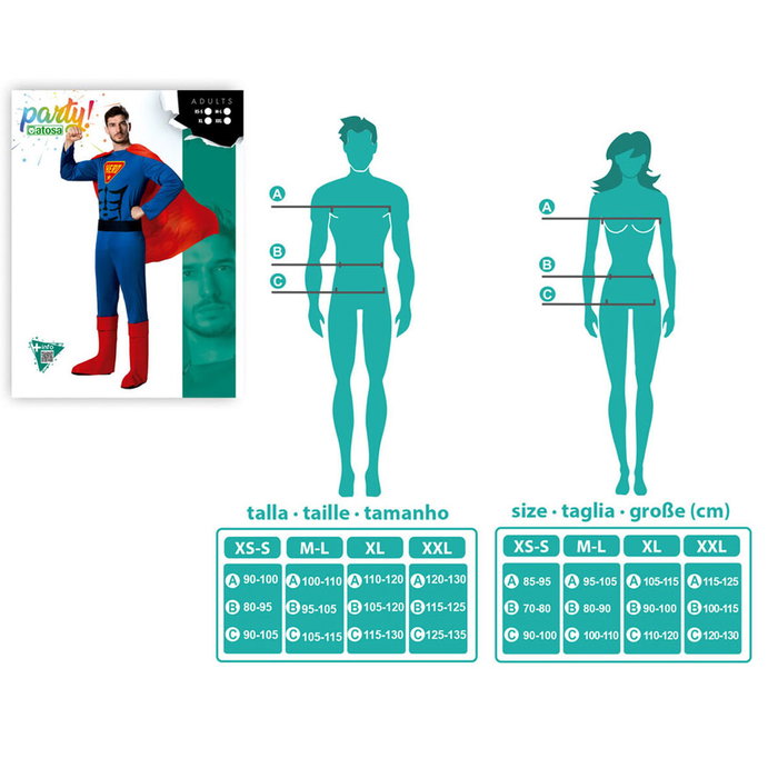 Atosa Disfraz Superhéroe Comic Hombre Adulto Azul Talla XL Atosa Disfraz Superhéroe Comic Hombre Adulto Azul Talla XL