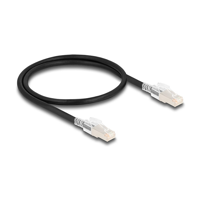 DeLOCK Cable de red RJ45 Cat.6A S/FTP con clips de seguridad, 0,5 m, Negro DeLOCK Cable de red RJ45 Cat.6A S/FTP con clips de seguridad, 0,5 m, Negro