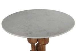 DKD Home Decor Mesa Redonda de Comedor de Acacia y Mármol