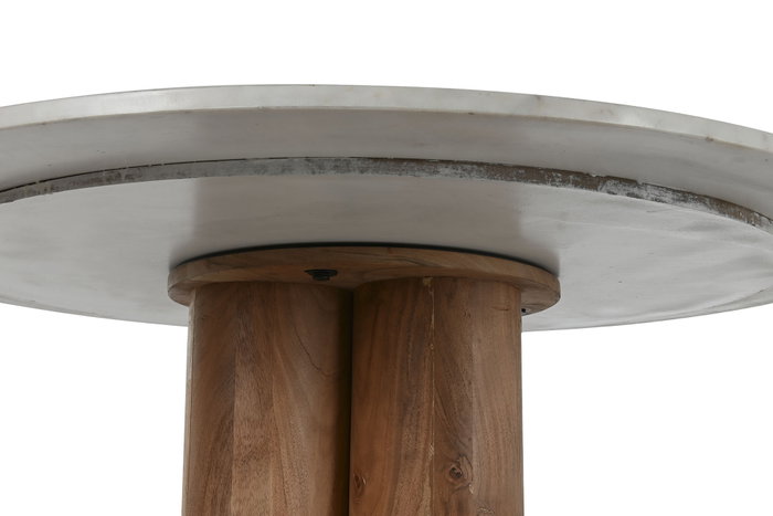 DKD Home Decor Mesa Redonda de Comedor de Acacia y Mármol