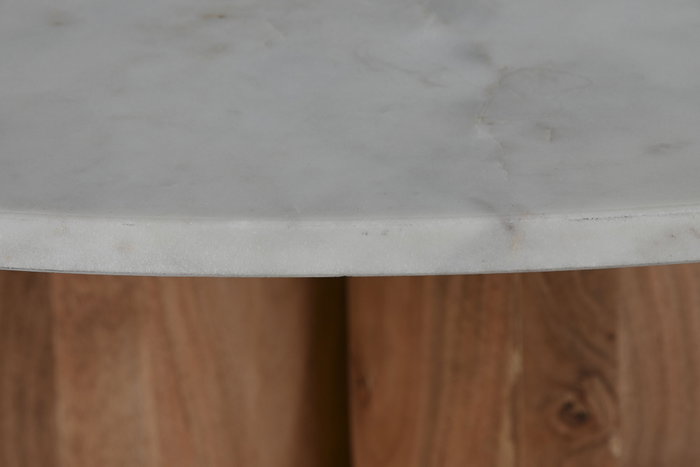 DKD Home Decor Mesa Redonda de Comedor de Acacia y Mármol