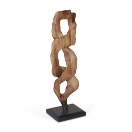 DKD Home Decor Escultura Suar y Hierro Tallado Natural y Negro 26x30x90 cm
