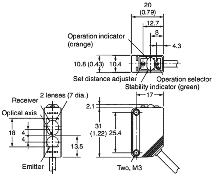 OMRON E3Z-LS61 Sensor fotoeléctrico NPN