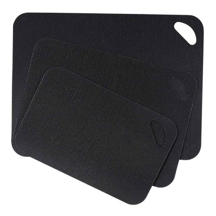 Wenko Tabla de Corte 3 uds. Negro Flexible Antideslizante Apto Lavavajillas 38 x 29 x 0.15 cm / 33.5 x 24 x 0.15 cm / 28 x 18 x 0.15 cm