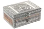 DKD Home Decor Joyero Árabe Plateado Marrón Madera y Aluminio 13 x 8 x 17.5 cm (2 Unidades)