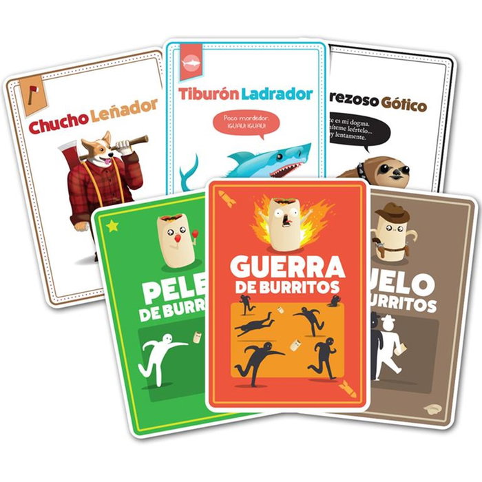 Exploding Kittens Throw Throw Burrito - Juego de Mesa de Cartas y Acción Física con Burritos de Espuma, para 2 a 6 Jugadores, Edad 7+, Idioma Español