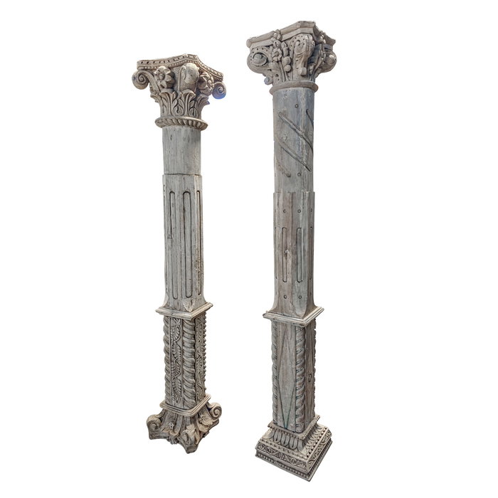 DKD Home Decor Columna Decorativa Antique Columns en Teca Natural 30x200x30 cm