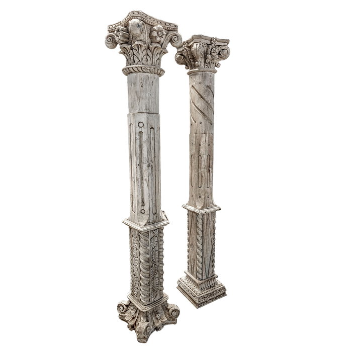 DKD Home Decor Columna Decorativa Antique Columns en Teca Natural 30x200x30 cm