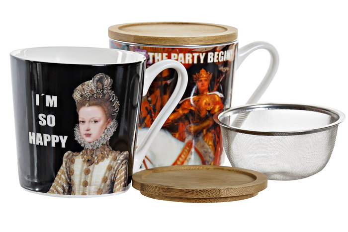 Mug Infusiones Chic DKD Home Decor Negro 9.5 x 10 x 13 cm (4 Unidades)