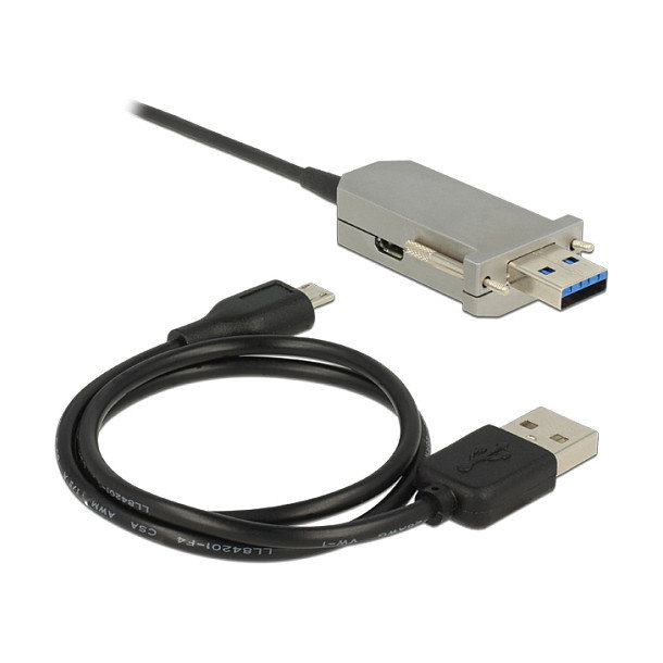 DeLOCK Cable Óptico Activo USB 3.0-A Macho a Hembra 20 m, 5 Gbit/s, Negro y Plata