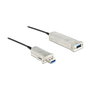 DeLOCK Cable Óptico Activo USB 3.0-A Macho a Hembra 20 m, 5 Gbit/s, Negro y Plata