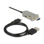 DeLOCK Cable Óptico Activo USB 20 m Tipo A a Tipo A y Micro-B 5 Gbps - Negro, Plata