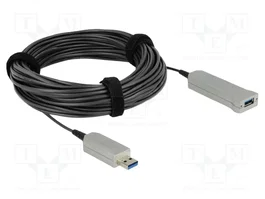 DeLOCK Cable Óptico Activo USB 20 m Tipo A a Tipo A y Micro-B 5 Gbps - Negro, Plata