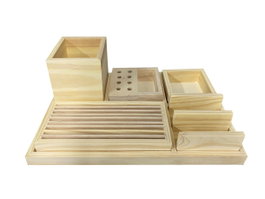 DKD Home Decor Organizador de Madera Natural 35x23x12 cm